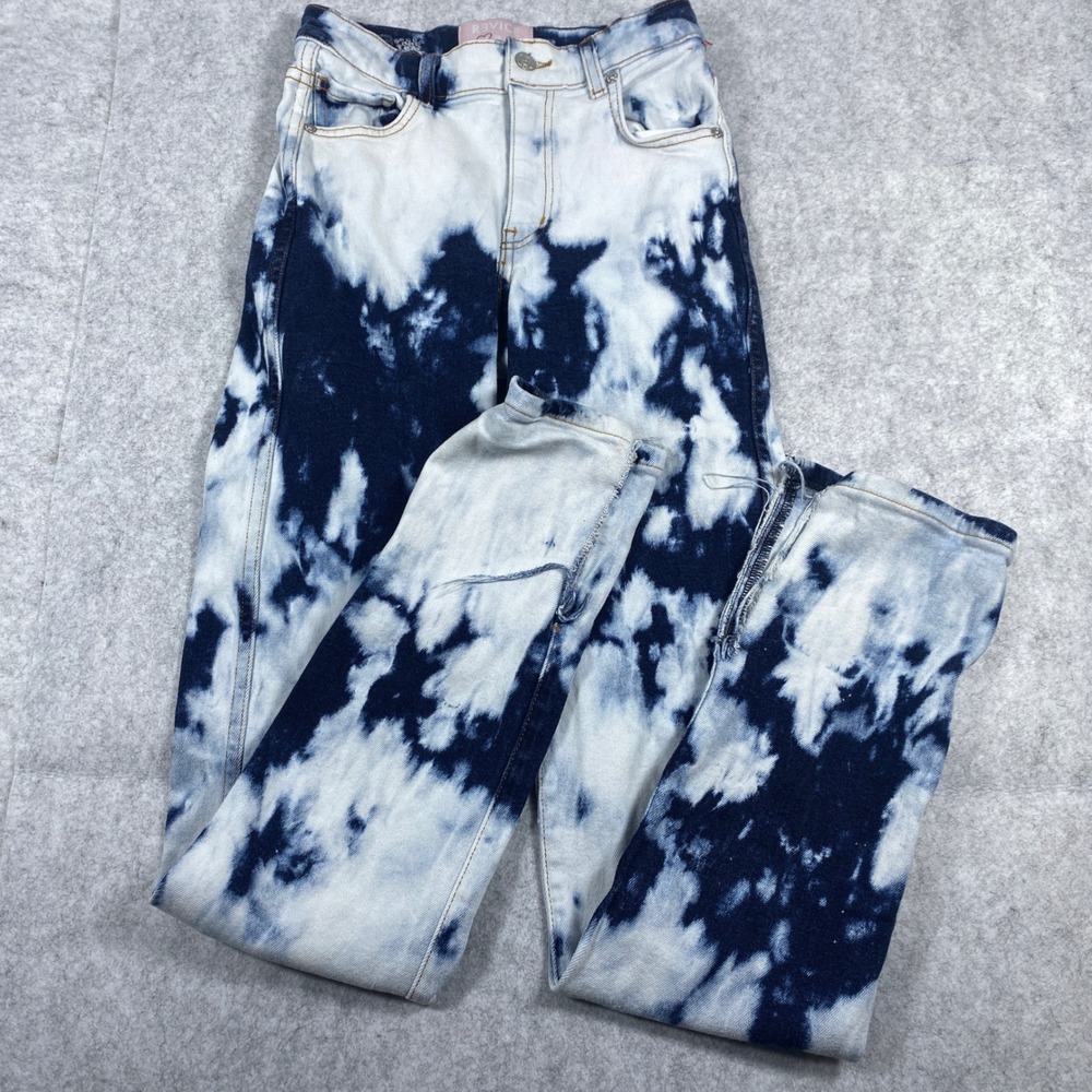 Revice Denim Jeans Womens Size 24 Blue Tie Dye Straight Leg Grunge Festival Boho